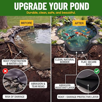 Fanfanwin 20 x 25 ft Pond Liner Underlayment with 10 U-pins, 6oz, Black - color: Black, size: 20X25 Feet, style: Square