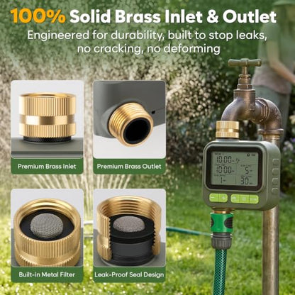 1 Zone Water Timer with Brass Inlet Outlet, Sprinkler Timer for Garden Hose - size: 1 Outlet