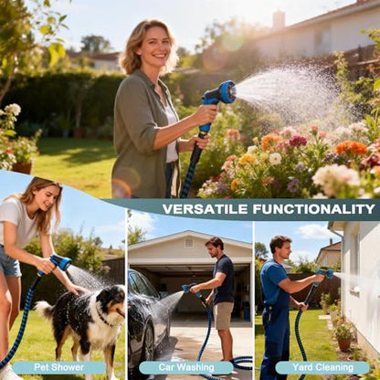 Garden Hose 50ft, Non-Expanding Water Hose Ultra Lightweight, Kink-Free Flexible Hose with 10-Pattern Nozzle, Durable & Abrasion Resistant Outdoor Hose for Yard, Lawn, Marine, RV, and Car Wash (50 FT) - size: 50 FT