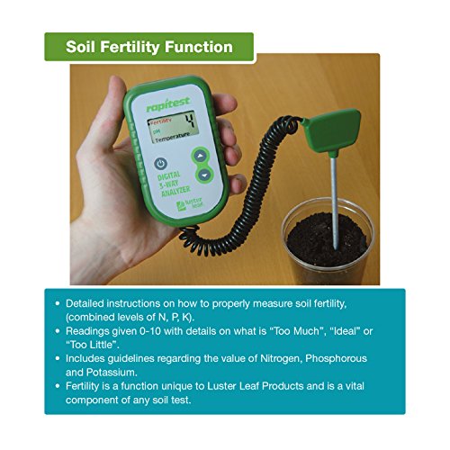 Luster Leaf Fertility and Temperature Rapitest 1835 Digital 3 Way Analyzer for Soil pH