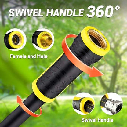 50 FT Garden Hose, 5/8 in Heavy Duty Rubber Water Hose - size: 50 Feet (with Nozzle)