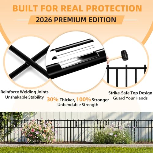 HIHADUUM 27.07ft Animal Barrier Fence - Garden Fence Animal Barrier 1.2" Gap & 3.75mm Thick Steel No Dig Fence Panels for Barrier, Dog Fence Outdoor for Yard, Garden Fencing and Garden Edging Border - size: 27.07 ft(L) X 13 in(H), 25 Pack