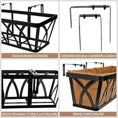 24 Inch Window Box Planter with Coco Liner for Hanging Outdoor Plants - size: 2 Pack, style: Crisscross
