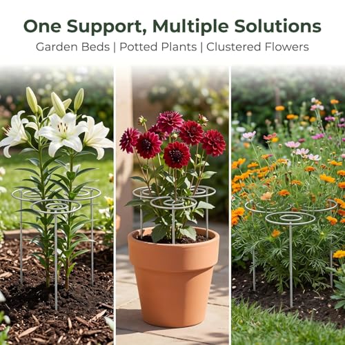 Peony Cages and Supports, Plant Support Garden Stakes, Peony Plant Support - color: M(15.7in)