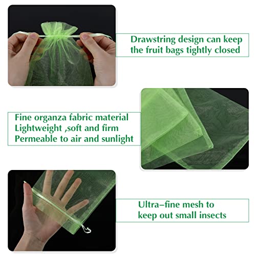 Fruit Protection Bags, Kikhope 20 Pcs 20x14 inch Fruit Netting Bags, Garden Fruit Cover Mesh Bag with Drawstring, Netting Barrier Bags for Plant Fruit Flower and Vegetables - size: 20x14 in (20 pcs)