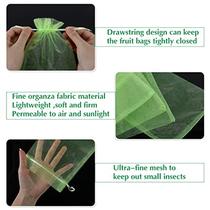 Fruit Protection Bags, Kikhope 20 Pcs 20x14 inch Fruit Netting Bags, Garden Fruit Cover Mesh Bag with Drawstring, Netting Barrier Bags for Plant Fruit Flower and Vegetables - size: 20x14 in (20 pcs)