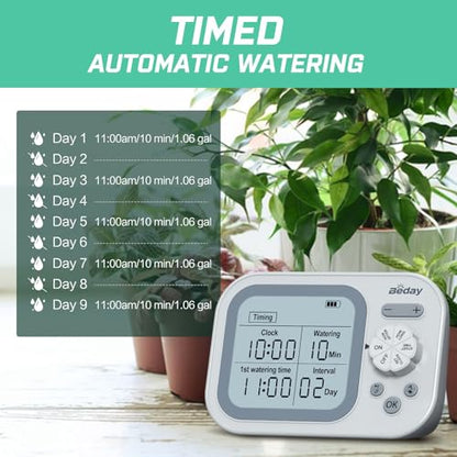 Automatic Drip Irrigation System for Indoor Plants, 2026 Automatic Plant Waterer for 15 Potted Plants Watering with Anti-Siphon and Humidity Mode, Timer, Rechargeable Vacation Self-Watering Pump - color: Gray