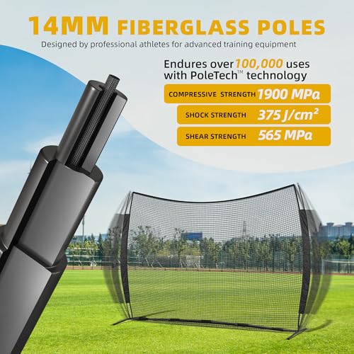 Shopsource 12x9ft Barricade Backstop Net, Ball Sports Barrier Netting, Protection Screen for Baseball Softball Lacrosse Soccer Hockey Training for Backyard with Carry Bag