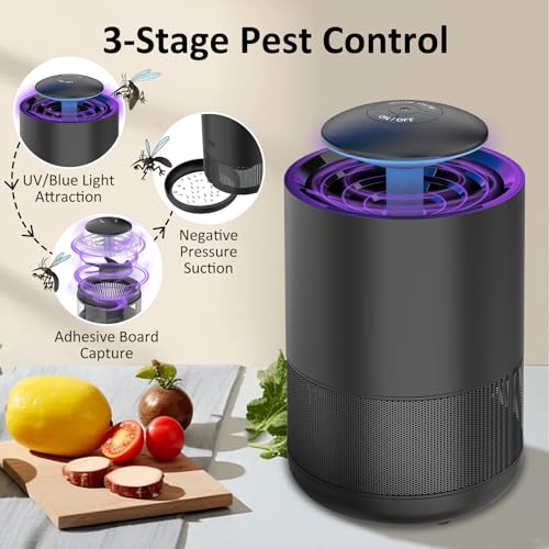 CXRUY Indoor Insect Trap - Fly Traps Catcher for Mosquito, Fruit Flies, Gnat, Moth, Fly Killer Bug Trap with UV Light Black