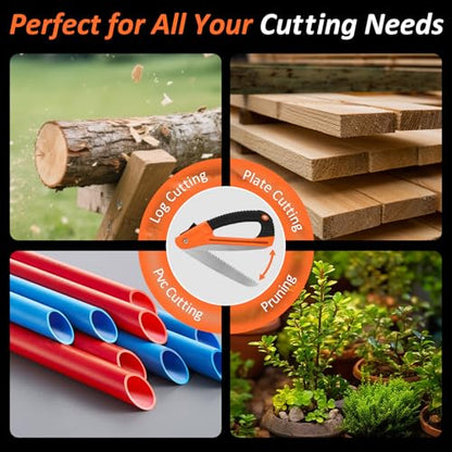 Folding Hand Saw - Heavy Duty Pruning Saw with SK5 Curved Blade,Folding Camping Saw for Trees Wood Cutting Camping Gardening Work, Hiking, Landscaping, Tree Trimming