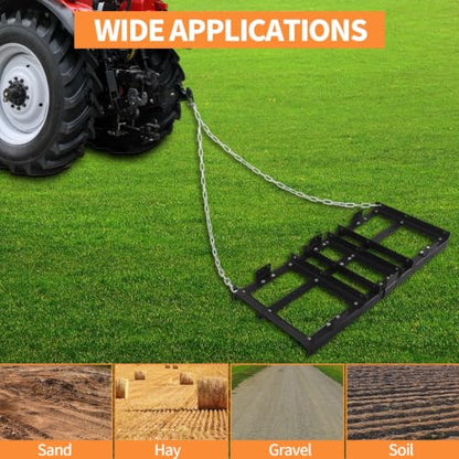 Heavy Duty 4FT Drag Harrow Driveway Grader, Tow-Behind Landscape Rake with 16FT Chain for ATV, UTV, Tractor – Ideal for Gravel, Soil, Sand Leveling and Lawn Maintenance - size: 4 FT
