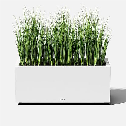 Veradek Block Series Long Box Planter - Rectangular Outdoor Planter - color: White, size: Large