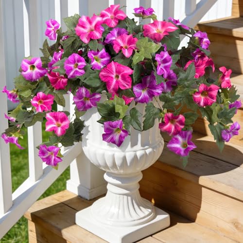 Ammyoo Artificial Fake Flowers Petunia Plants for Outdoor Decoration - color: Fuchsia Lotus