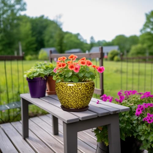 8 Inch Flower Pot, Ceramic Planters with Drainage, Yellow Leopard - color: Yellow Leopard, size: 8 Inch