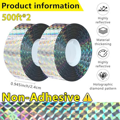 Bird Scare Reflective Tape, Double-Sided Reflective, for Repelling Sparrows and Woodpeckers, Suitable for Outdoor Use in Homes, Gardens, Farms, Orchards,Outdoor (500 Ft*1) - size: 500 Ft*1