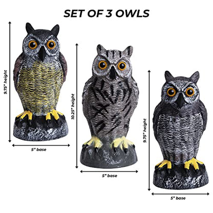 Owl Decoys to Scare Birds Away Plastic Owls Statue for Garden & Outdoors, 3 - style: Asian