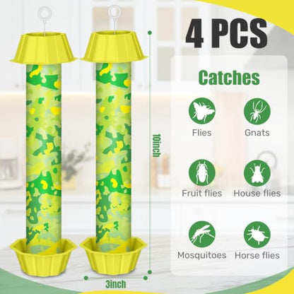 Qualirey 4 Pcs Sticky Fly Trap Fly Stick with Hook, Green Camouflage - style: Green Camouflage