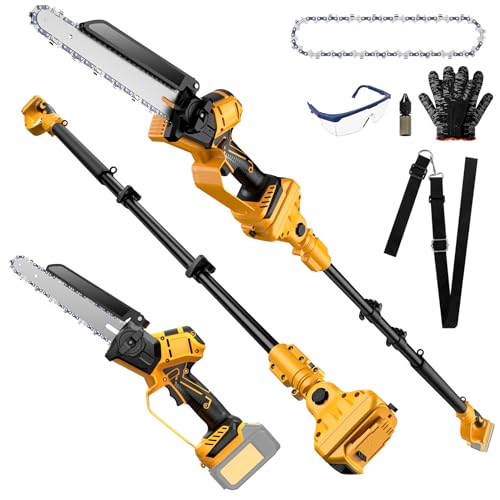 2 IN 1 Cordless 8 Inch Pole Saw & Mini Chainsaw For DE Walt 20V MAX Battery