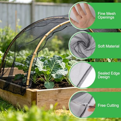 Patio Mosquito Netting, Black 9.8FT×29.5FT Garden Mesh Netting,Garden Mosquito Net for Plants,Fruits and Vegetables to Repel Flies,Insects & Birds,Mosquito Mesh Screen for Outdoor,Patio,Balcony - size: 9.8FT×29.5FT