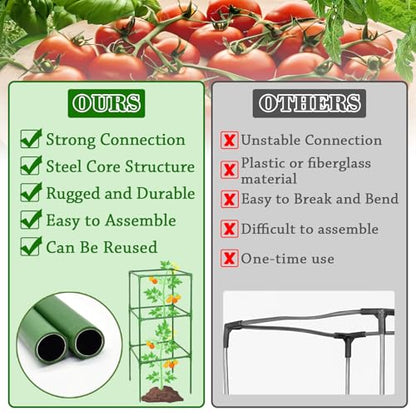 ZeeDix 6 Pack Square Tomato Cages for Garden with Clips 45 Inch - color: Green-6 Pack, size: 45-inch