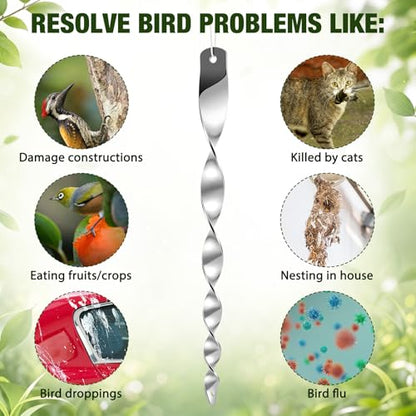 48 Pcs Woodpecker Bird Deterrent for House Outside, Silver Hanging Streamer