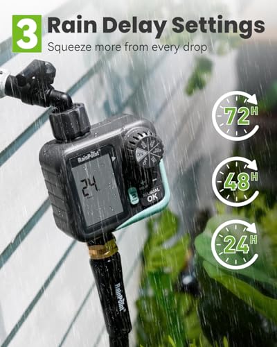 RAINPOINT Sprinkler Timer - Cycle & Soak Hose Timer for Garden Hose with Automatic Watering/Manual Watering/Rain Delay, Programmable for Irrigation System, Lawn, Yard, Outdoor - color: Mint Green
