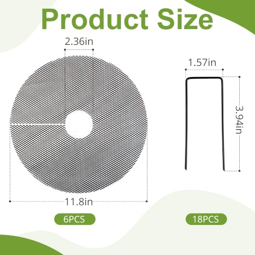 6 Pack 11.8" Cuttable Plant Pot Grids with 18 Stakes, Soil Cover & Cat & Animal Digging Stopper for Indoor Outdoor Garden Plants - size: 6 Pcs 11.8" Round