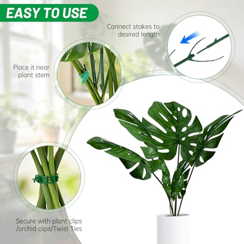 10 Plant Support Stakes for Indoor Plants with Clips & Plant Tie