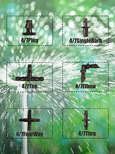 300Pcs Drip Irrigation Parts Kit Drip System Fittings for1/4 Tubing - color: Xkhz
