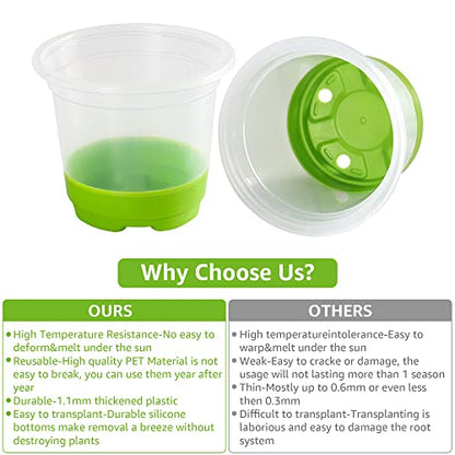 MIXC Clear Nursery Pots with Silicone Base, 4-Inch, 30-Pack - color: Green, size: 4 Inch