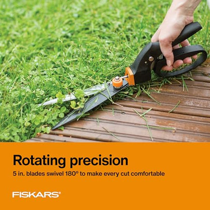 Fiskars 5" Swivel Grass Shears, Handheld Grass Clippers for Lawn & Garden - style: Rotating - Shear Ease