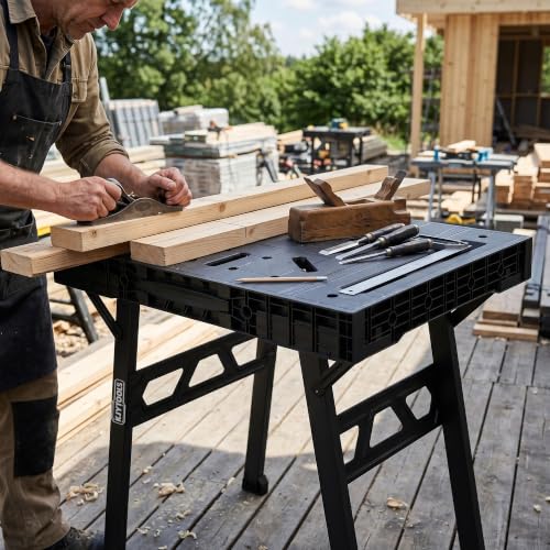 Portable Work Table, 1650lbs Capacity, Folding Work Bench, Yellow - color: Yellow