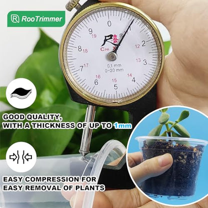 RooTrimmer Clear Seedling pots 100-Pack 3.2 Inches Round for Seeds Starter Pots, Seeds Germination Transparent Clean Pots with Drainage Holes(100 Pcs, 3.14Inch) - size: 3.2Inch 100P