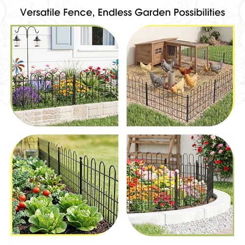 Bepatio Garden Fence Border, 10 Panels 16.4ft 11.8"H Metal Landscape Edging - size: 10 Panels 11.8in(H)x16.4ft(L)