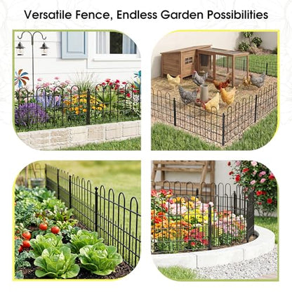 Bepatio Garden Fence Border, 10 Panels 16.4ft 11.8"H Metal Landscape Edging - size: 10 Panels 11.8in(H)x16.4ft(L)