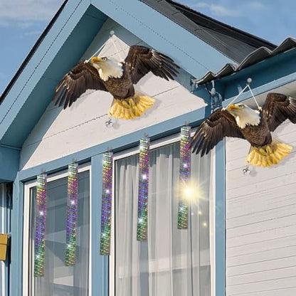 Flat Fake Hawk to Keep Away with Reflective Tape, 4Pcs Pigeon Scare Devices, Visual Hanging Owls to Scare Away from Woodpecker Porch Patio Balcony, Garden Owls to Scares Outdoor to Protect Yard - color: 2Pcs Black-1