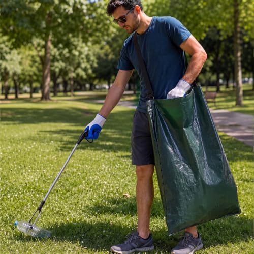 Faccito 2 Pack Litter Bag with Shoulder Strap Trash Leaf Bag Holder, Green - color: Green