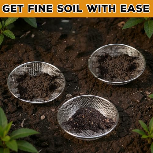 3Pcs 3 Apertures Sizes Soil Sifter Sieve - Heavy Duty Galvanized Screen for Compost, Dirt, Rocks, Gravel & Garden - Fits 5 Gallon Bucket, Rust-Resistant - Composting & Sifting Tool - style: 3pcs