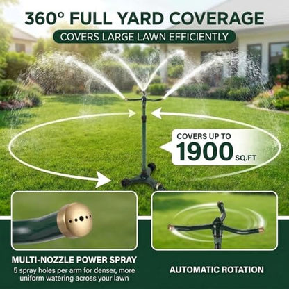 3-in-1 Lawn Sprinkler System with Adjustable 16-30" Riser
