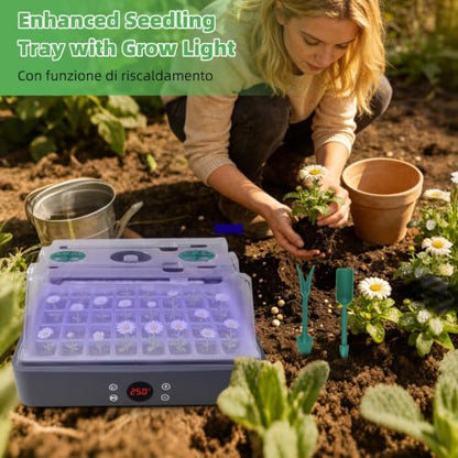 40-Cell Self-Watering Seed Starter Tray with Grow Light, 1-24H Timer, Humidity Dome, Soil pH Meter, Gloves, Seedling Tools, Indoor Kit for Plant Germination, Herbs, Vegetables, Flowers - size: 40-Premium model