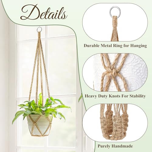 Dahey Macrame Plant Hanger Indoor Hanging Plant Holder Planter, Set of 3 - color: Brown