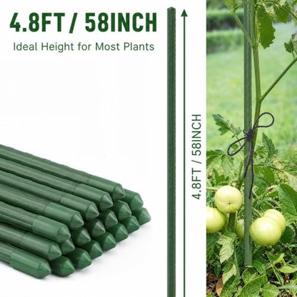Xiny Tool Garden Stakes, 25 Pack Steel Plant Garden Tomato Stakes with Plastic Coat for Climbing Plants (25 Pack 58 Inch) - size: 58 Inch