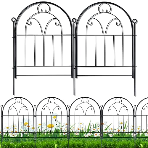 Decorative Garden Fence 17in(H) x 10ft(L), Rustproof Metal Animal Barrier - size: 21" High,11ft