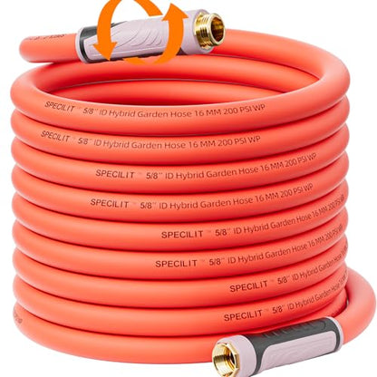 SPECILITE Garden Water Hose 50 ft x 5/8" with 360° Rotating Grip, Kink-less - size: 50 FT