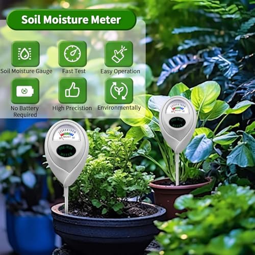 Soil Moisture Meter Sensor Long Probe Deep Use, Water Monitor Indicator, Hygrometer for Outdoor Indoor Large Pot Plants, Flower, Gardening, Farming, 2 Pack - color: WHITE+WHITE