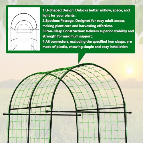 Garden Arch Trellis for Climbing Plants Outdoor - 83" H*71" W*43" L (Black) - size: 71"×44"×83"-B