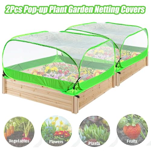 Pop Up Garden Mesh Plant Cover 2Pcs Outdoor Plant Protector Mesh Plant Enclosure Raised Bed Garden Bird and Pest Protection Guard for Fruits Vegetables Seedlings and Herbs - style: 2pcs 40x40x20in without bottom