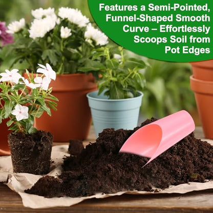 M METERXITY 3-Pack Bonsai Soil Scoops, Plastic Garden Soil Scoops Bucket Shovel Potting Scoopers for Transplanting/Flower Planting/Plant Succulent, Colorful Small Gardening Tools [Pink] - color: Pink