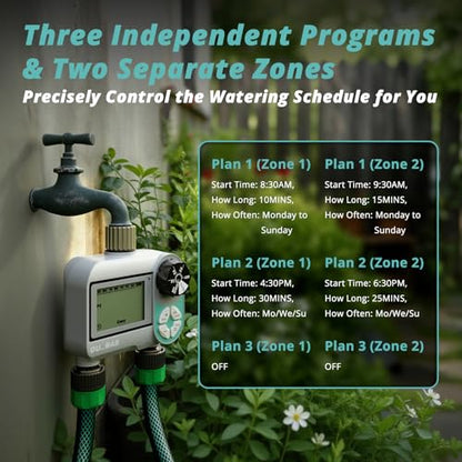 QUOBAS Sprinkler Timer, Weekly Programmable Water Timer for Garden Hose - size: Weekly Program 2 Zone