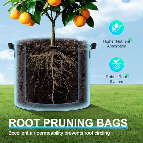 Land Guard 4-Pack Fabric Grow Bags 25 Gallon, Thickened Nonwoven Garden Pots, Growing Bags with Handles, Black - size: 25 Gallon